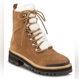 NEW w/Tags Marc Fisher Lizzie Brown Suede Sheep Wool Lace-Up Boots Size 6.5